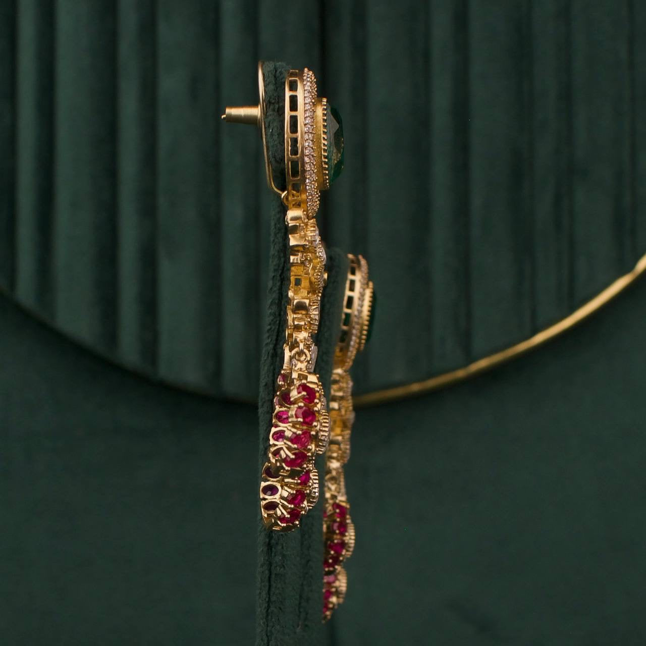 Western Victorian Moissanite Polki Hanging Earrings