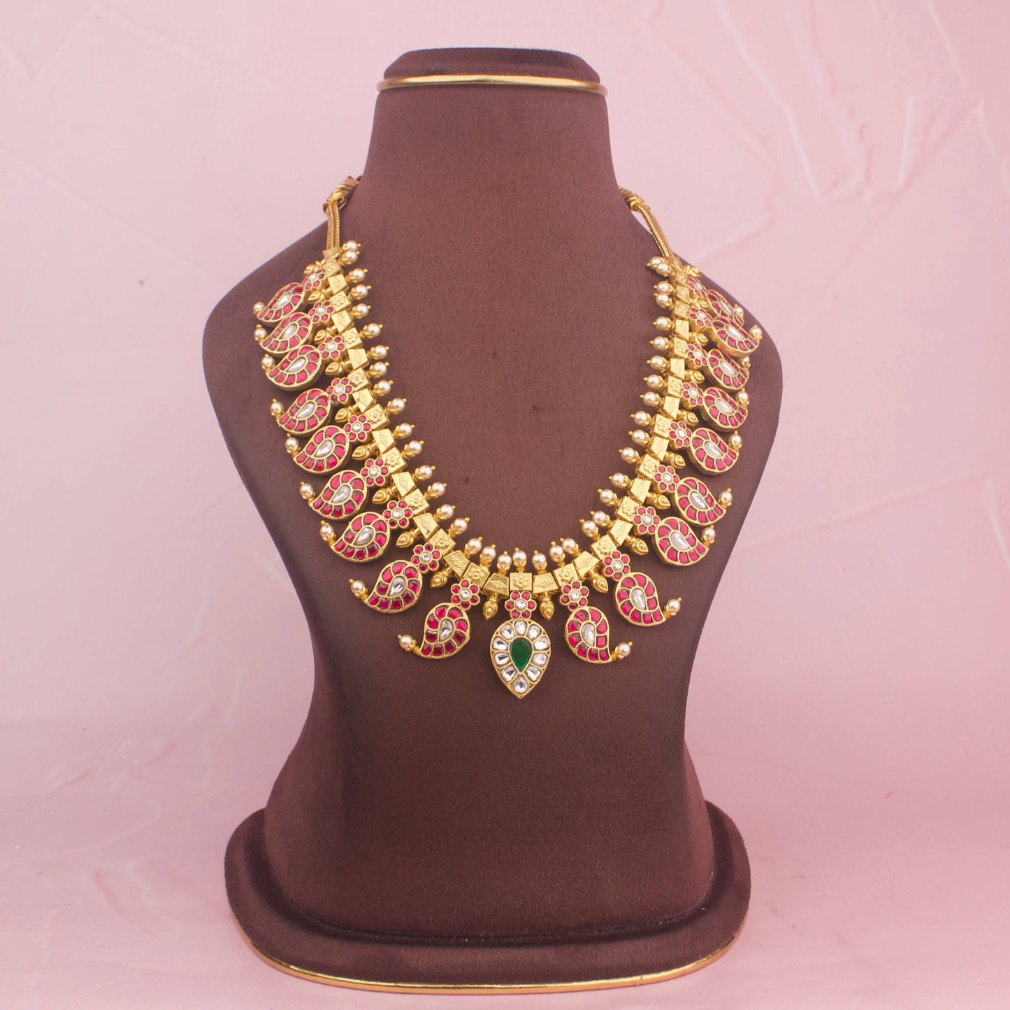 Majestic Jadau Kundan Mango Necklace - Premium Indian Ethnic Jewelry | Dulhan Jewels