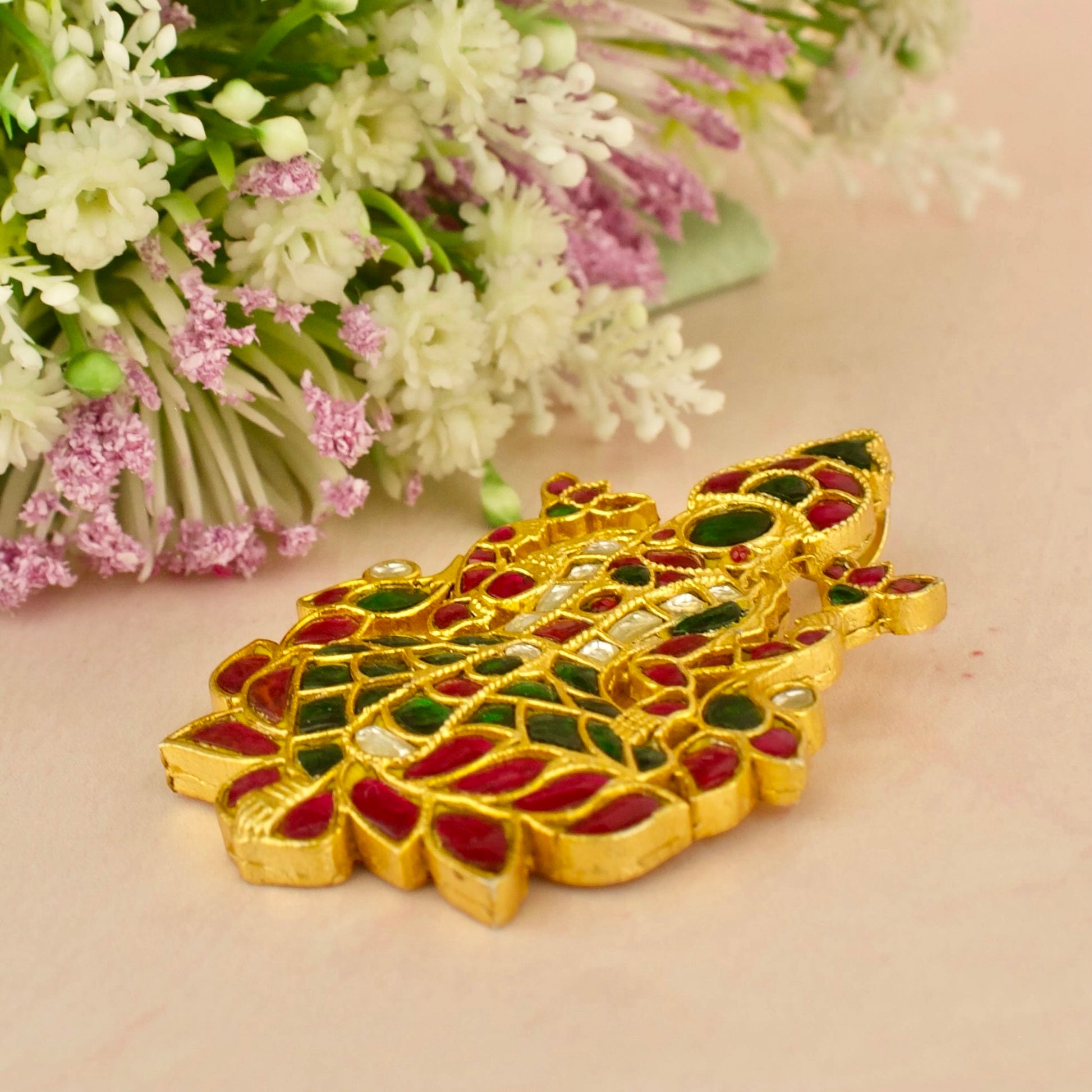 Impressive Lakshmi Devi Design Jadau Kundan Locket in Gold Style