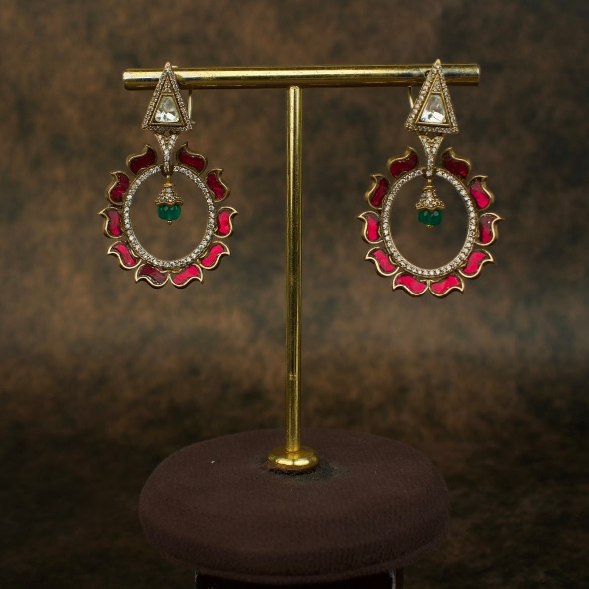 Regal Victorian Polki Earrings with Intricate Kundan Stones