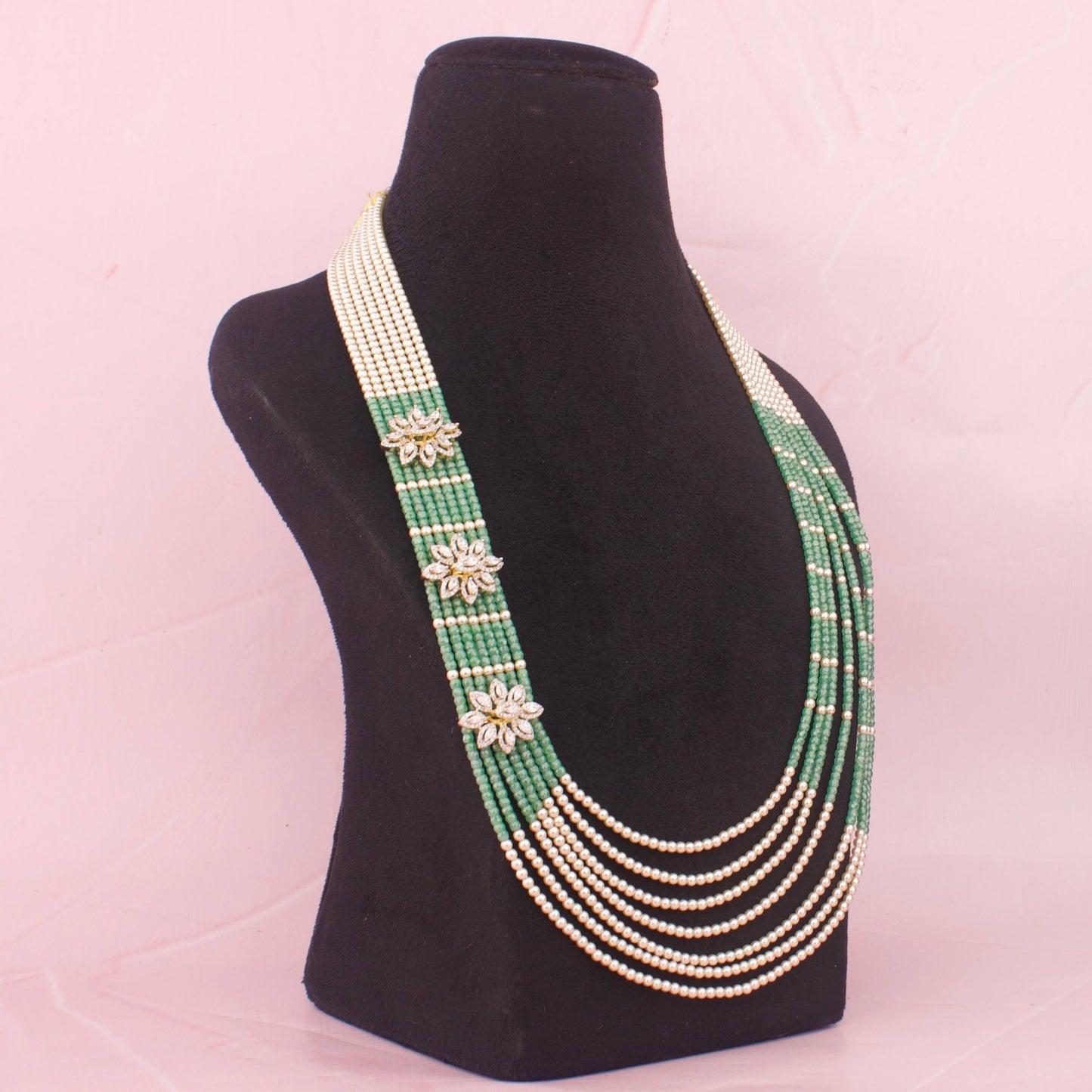 Unique Jadau Kundan Beads 	Mala With Floral Motifs