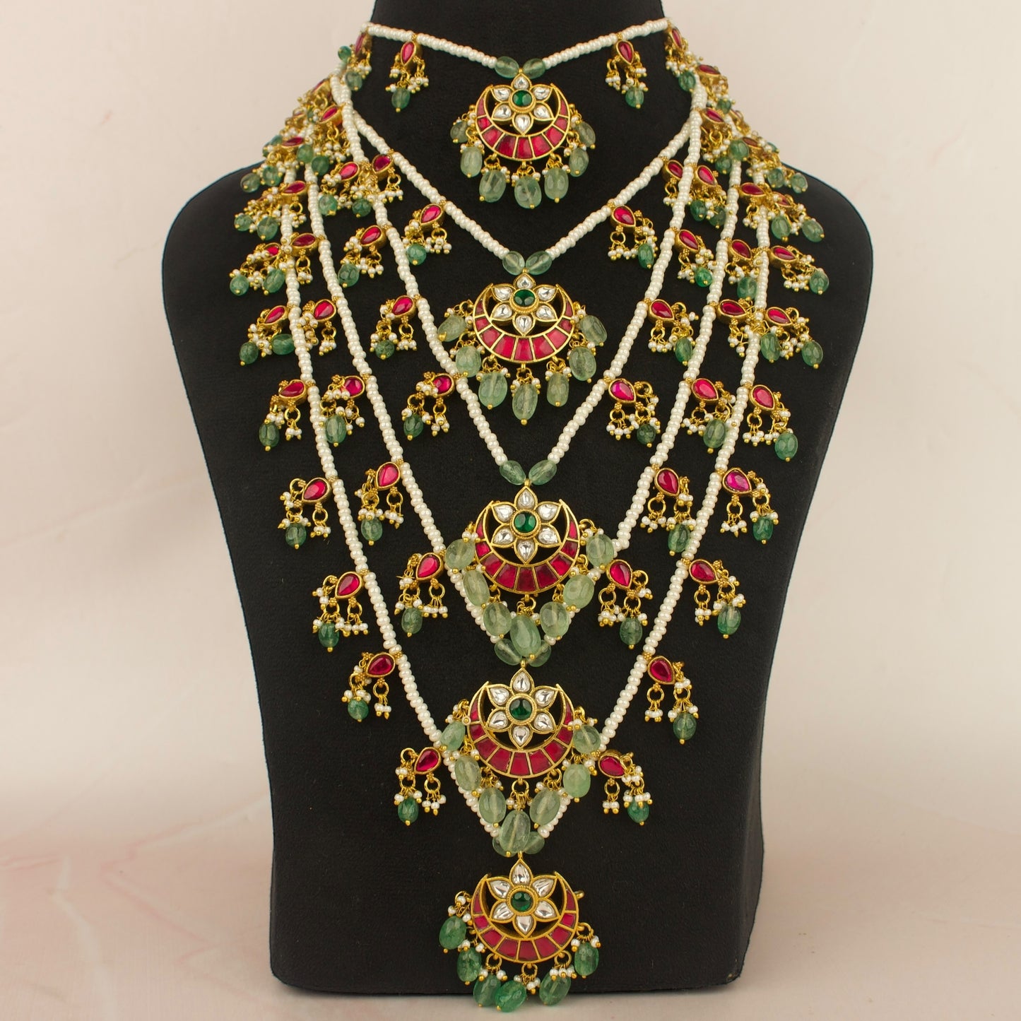 Jadau Kundan Five-Layer Necklace - Majestic Traditional Statement Piece