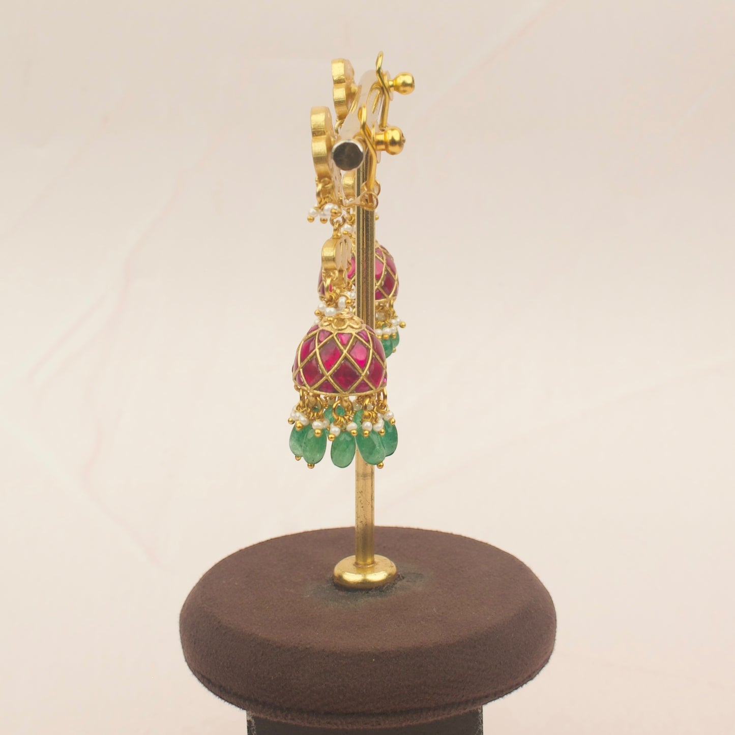 Floral Studded Jadau Kundan Jhumki Earrings