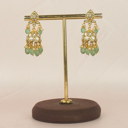 White Kundan Stone Jadau kundan Jhumka Earrings