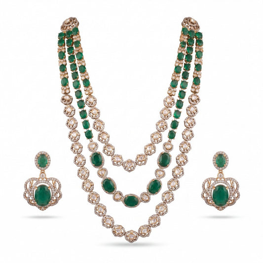 Polki Bridal Multi-Layered Necklace And Earring Set