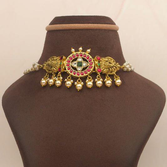 Nakshi Kundan Pearl Choker