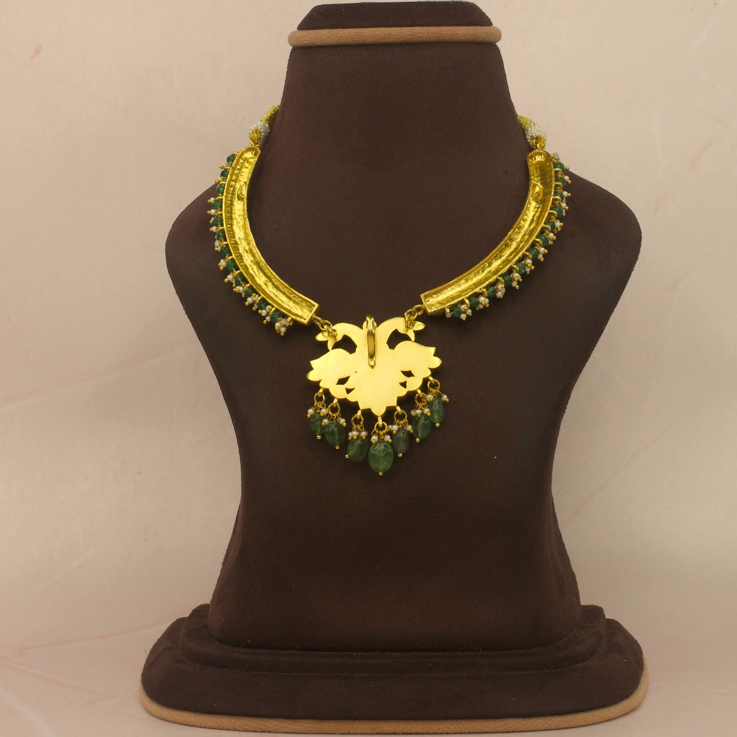 Peacock locket jadau kundan Kanti necklace