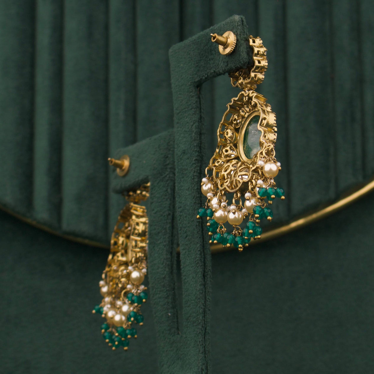 Traditional Victorian Chandbali Earrings With Pearl Drops