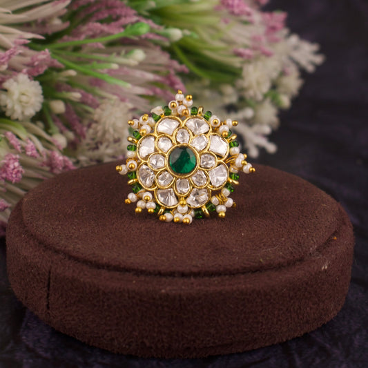 Lavish Jadau Kundan Finger Ring - DULHAN JEWELS