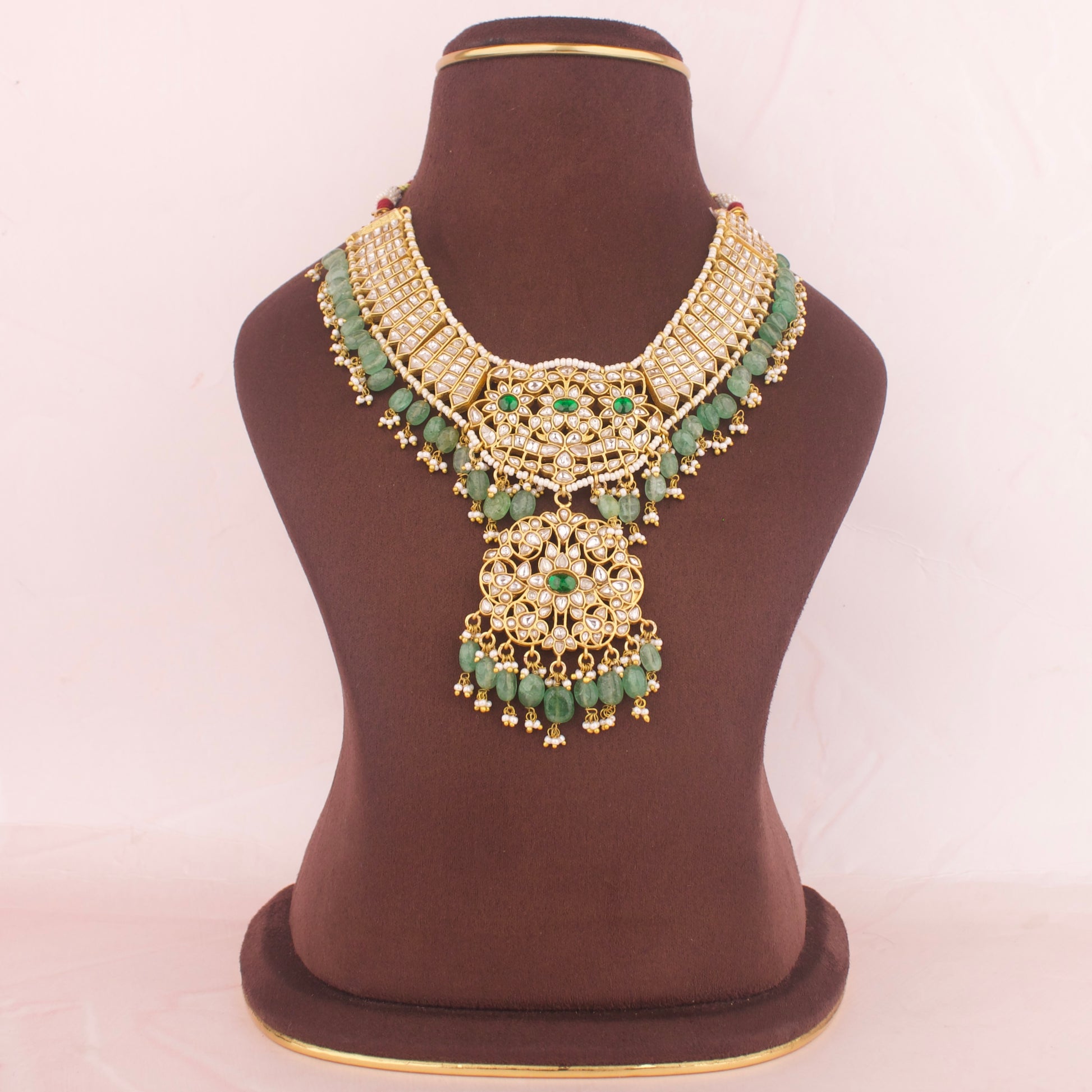 Majestic Jadau Kundan Short Necklace 2/1 Reversible Necklace - DULHAN JEWELS