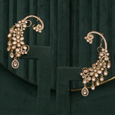 Elegant Victorian Earcuff With Peacock Floral Design