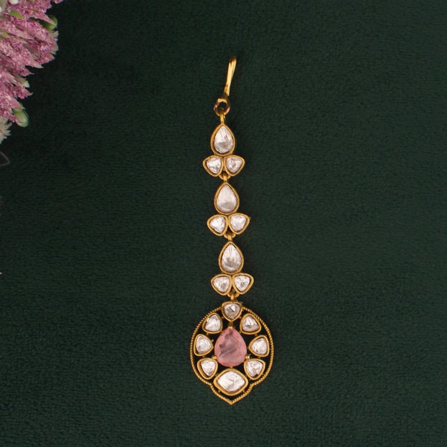 Exquisite Victorian Bridal Choker Necklace Set with Earrings And Maang Tikka