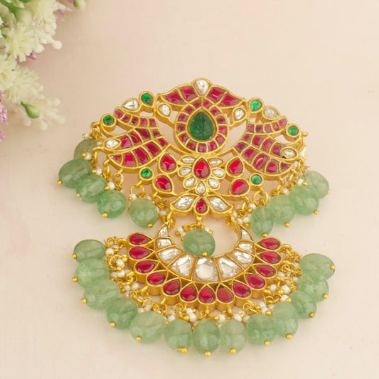 Exquisite Jadau Kundan Locket with Lotus ChandHanging