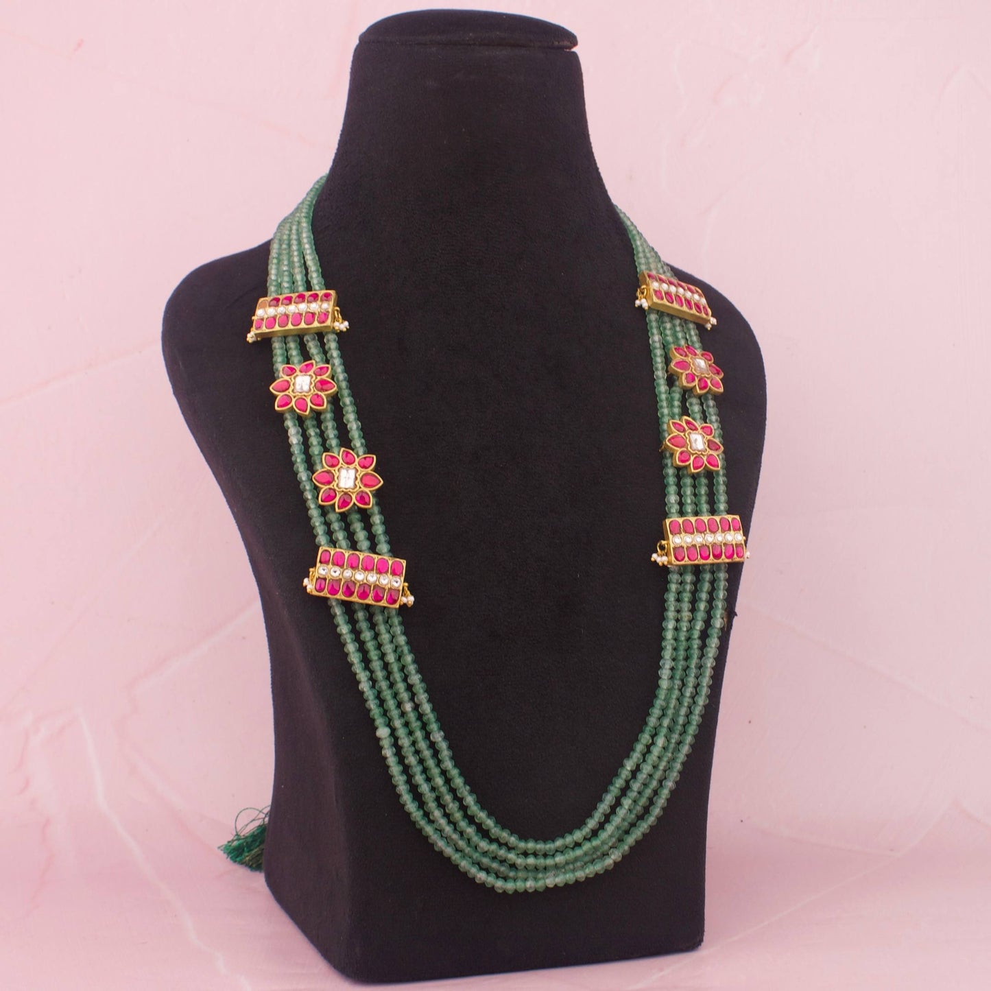 Unique Jadau Kundan Beads With Kundan Side-Locket