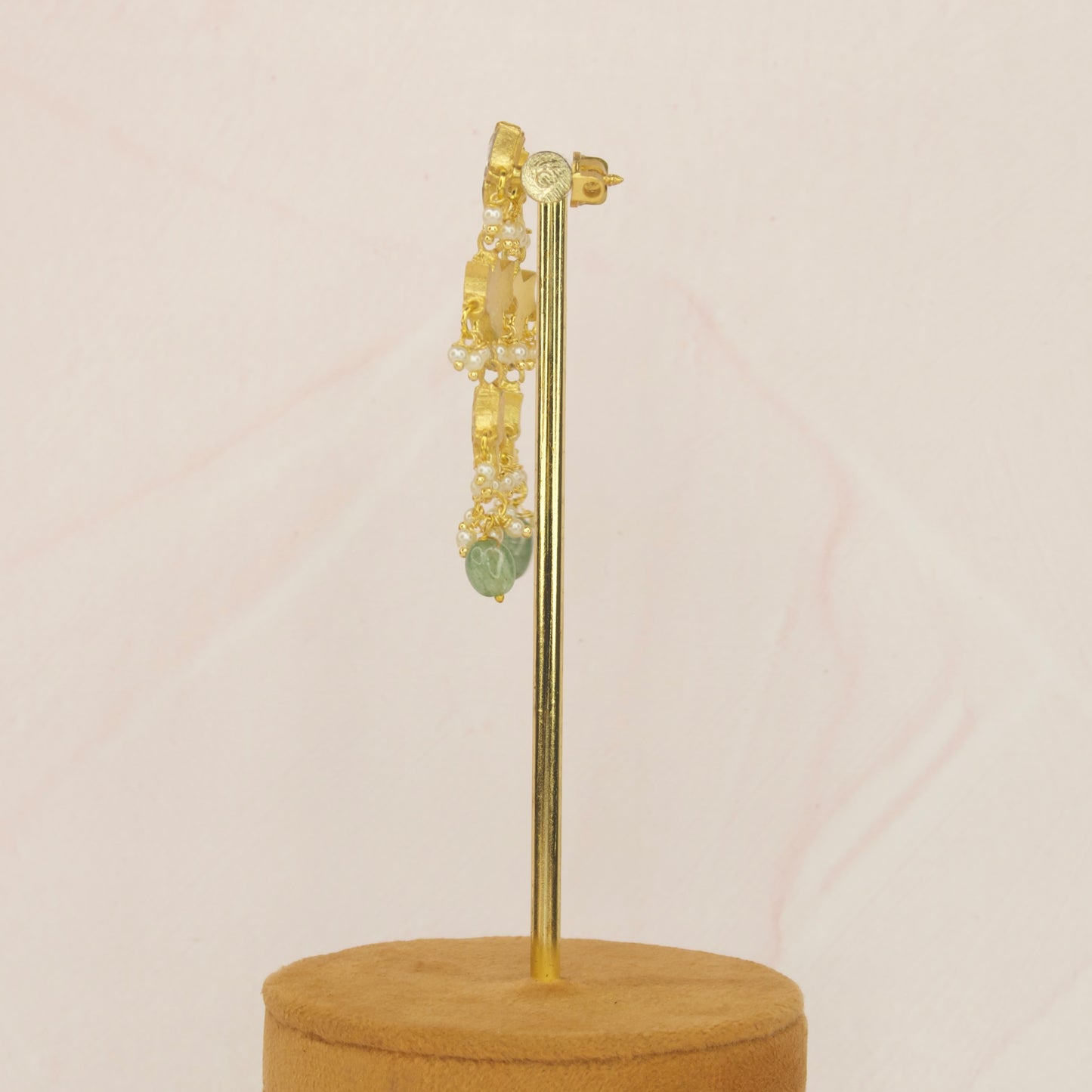 Multi Step Floral Jadau Kundan Hanging Earrings  with 22k gold plating. This Product belongs to Jadau Kundan jewellery Category