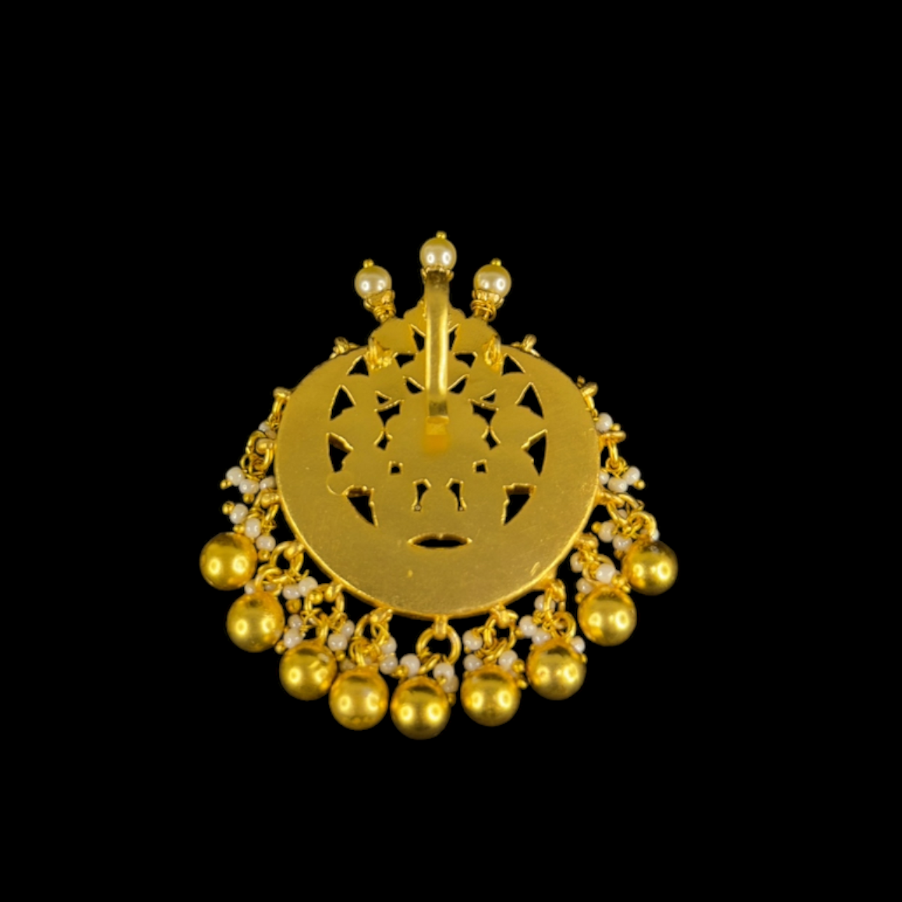 Elegant Circular Gold Jadau Kundan Pendant