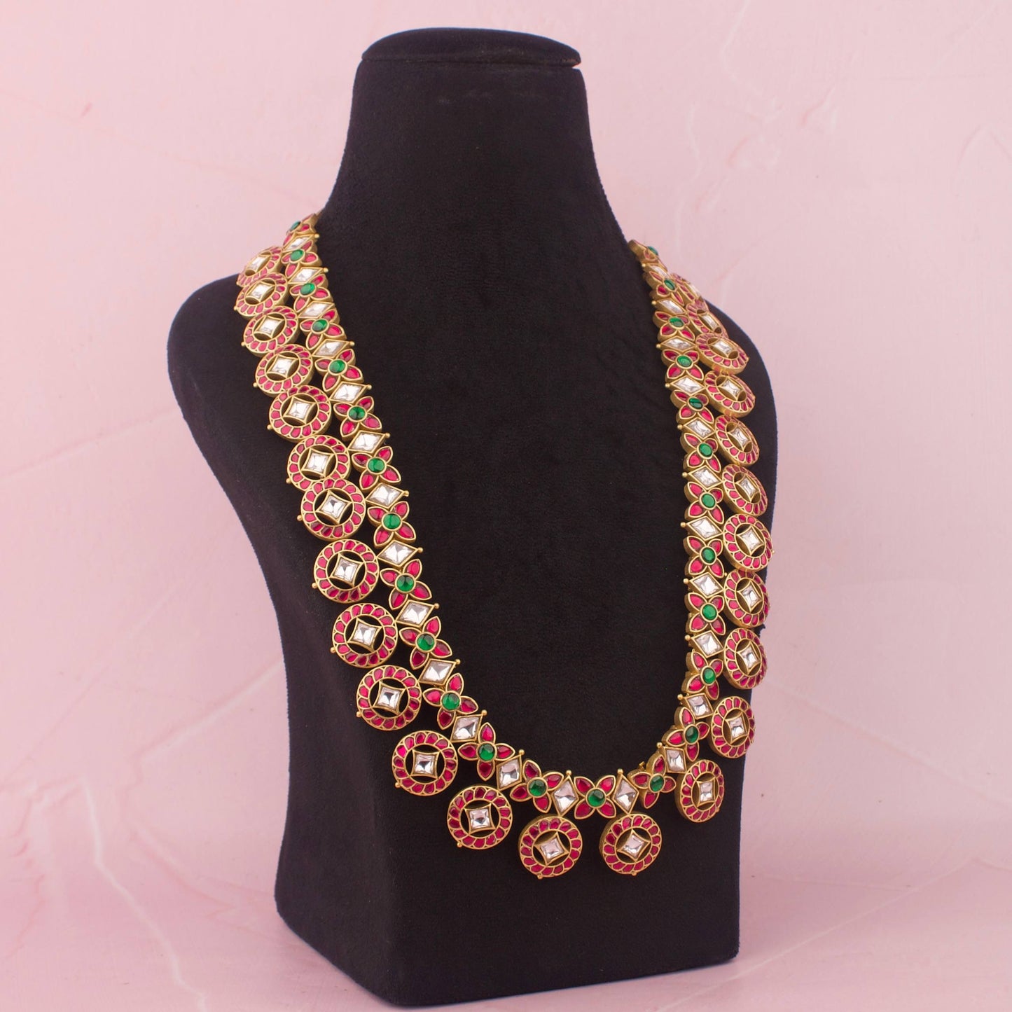 View 7 of Bridal Jadau Kundan Long Bottumala With Matching Earrings - Authentic Bridal Collection | Dulhan Jewels
