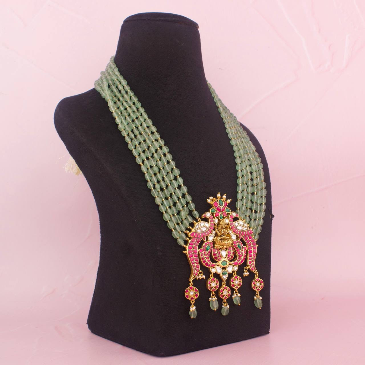 Divine Lakshmi Devi Jadau Kundan Beads Mala