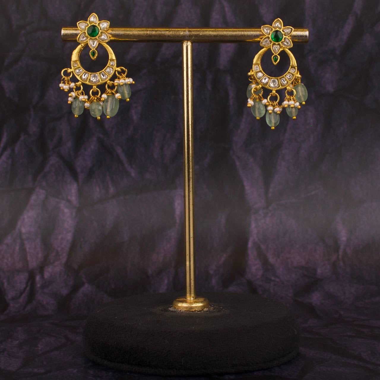 Attractive  Floral Studded Jadau Kundan Earrings