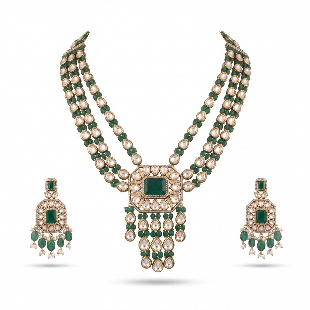Elegant Victorian Necklace Set with Emerald Accents