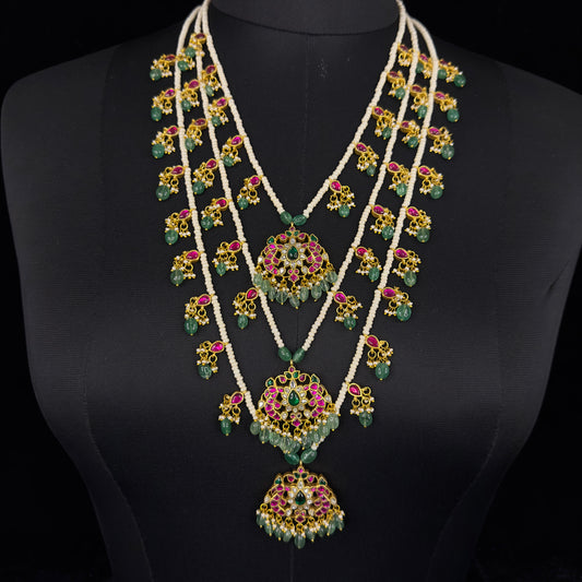 Jadau Kundan Multi-Layered Necklace - Exquisite Traditional Statement Piece this product comes under jadau kundan collecion