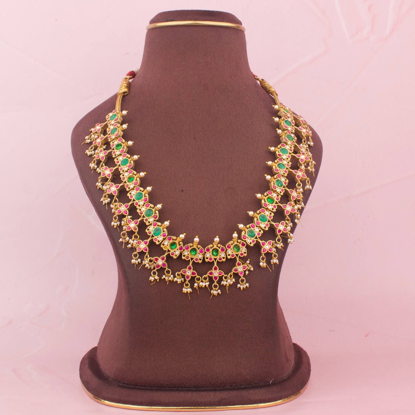 Floral Symphony Jadau Kundan Necklace - Premium Indian Ethnic Jewelry | Dulhan Jewels