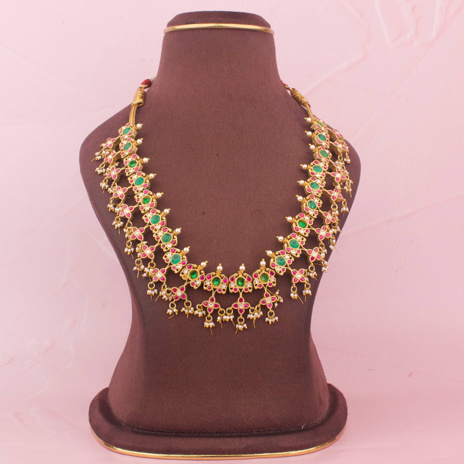 Floral Symphony Jadau Kundan Necklace - Premium Indian Ethnic Jewelry | Dulhan Jewels