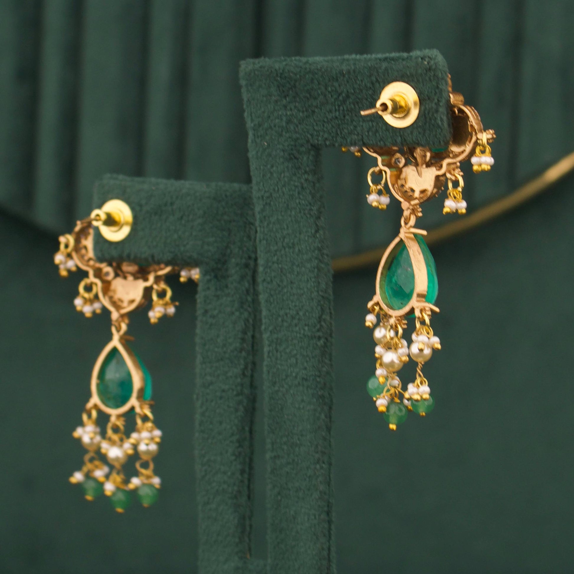 Graceful Victorian Necklace With Matching Earrings Styling Angle View 5 - Dulhan Jewels