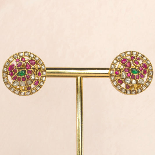 Elegant Blossom Jadau Kundan Stud Earrings