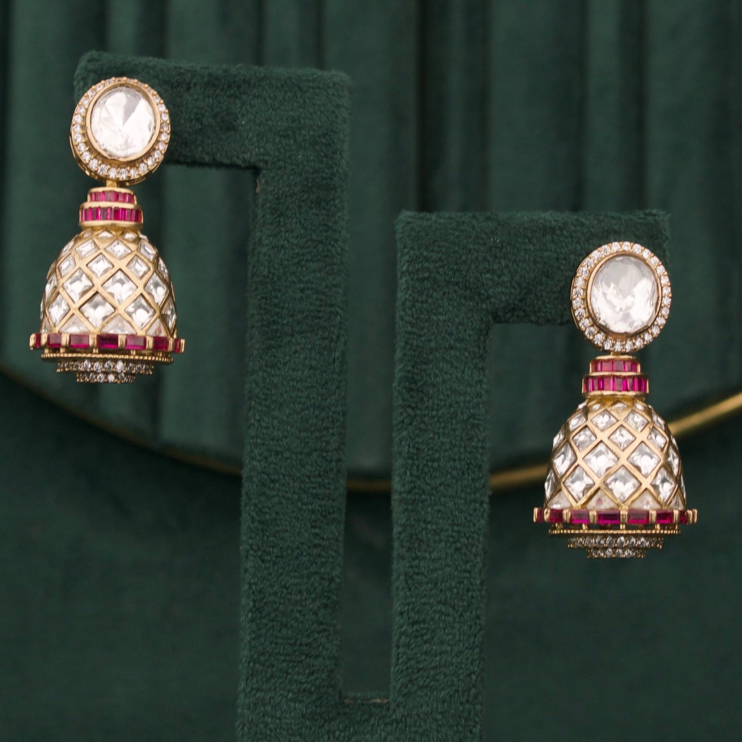 Designer Victorian Polki Dome Jhumka Earrings
