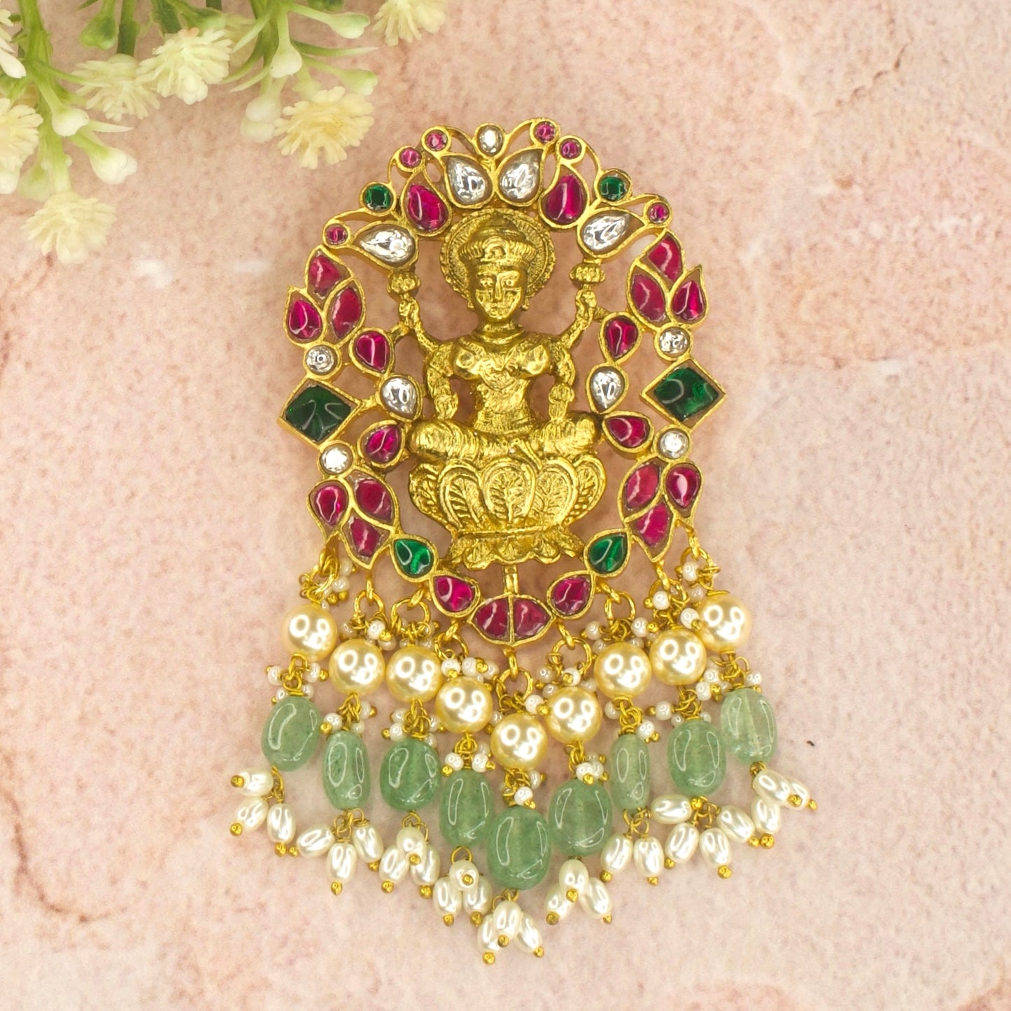 Divine Goddess Lakshmi Jadau Kundan Pendant