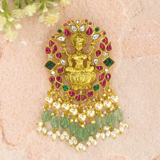 Divine Goddess Lakshmi Jadau Kundan Pendant