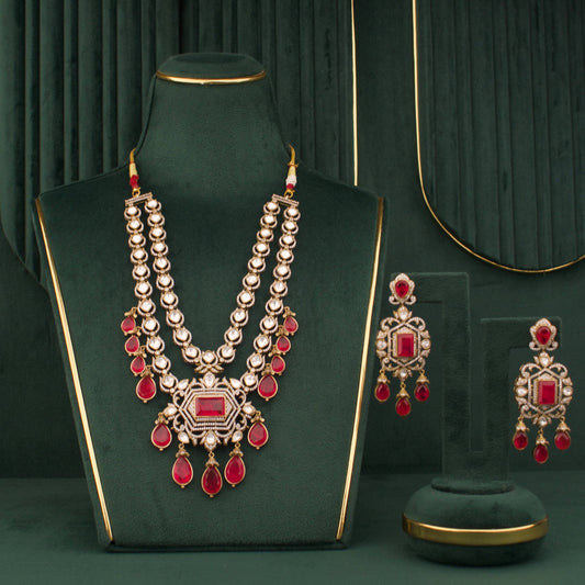 Royal Heritage Polki Jadau Kundan Layered Necklace Set With Matching Earrings