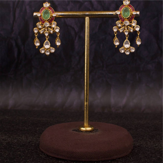 Fusion Polki x Kundan Hanging Earrings