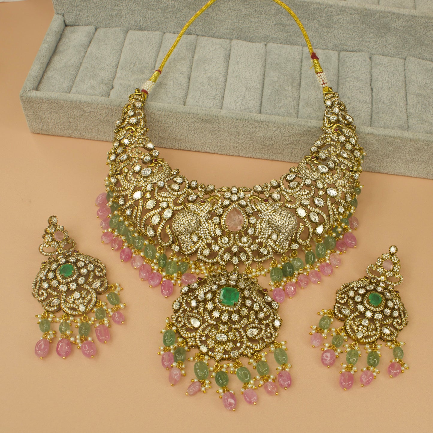 Royal Opulence: Victorian Necklace Set with Hugh quality Victorian finish