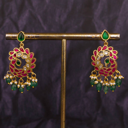 Jadau Kundan Studded Chandbali Hanging Earrings