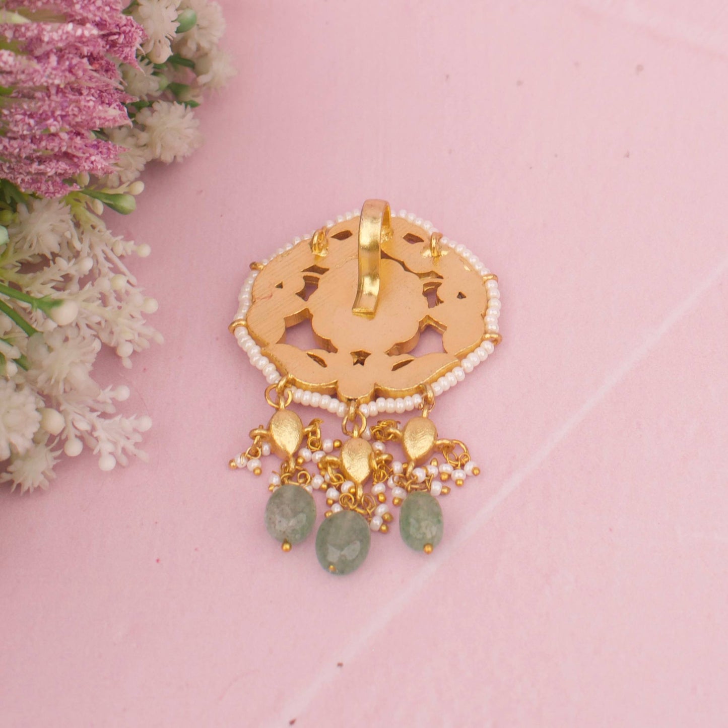 Radiant Floral Wheel Jadau Kundan Petite Pendant