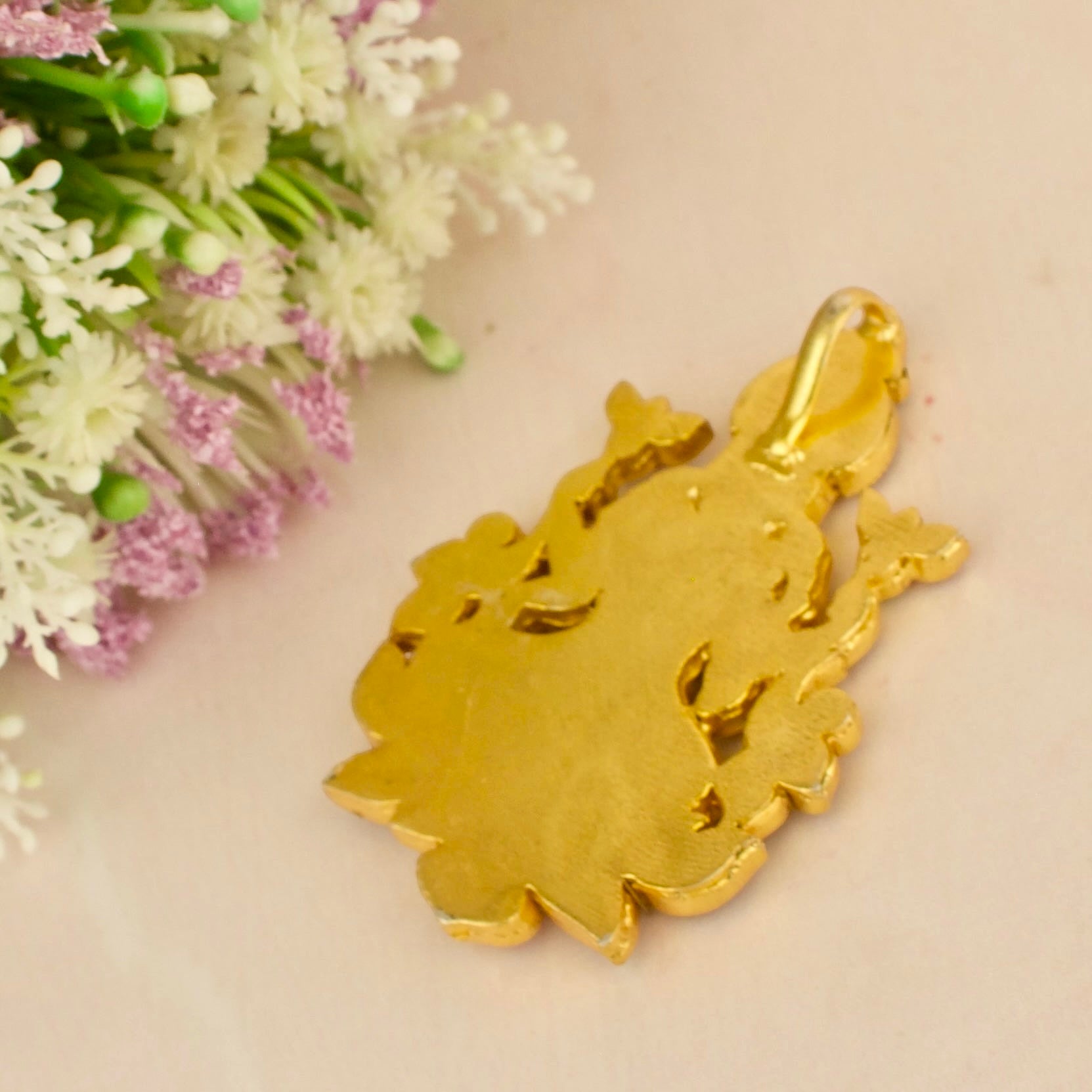 Impressive Lakshmi Devi Design Jadau Kundan Locket in Gold Style