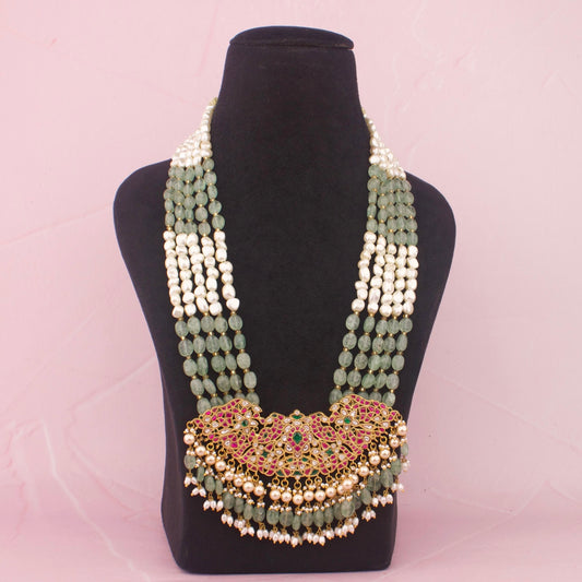 Jadau Kundan Beads Pearl Haram - Premium Indian Ethnic Jewelry | Dulhan Jewels