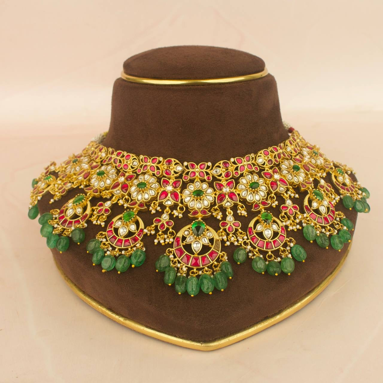 Bridal Jadau Kundan Choker Set With Matching Earrings & Maangtika