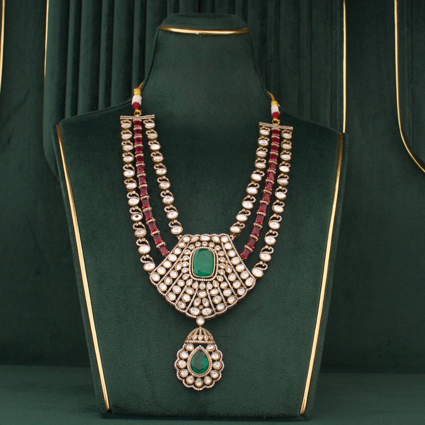 Sabyasachi Inspired Royal Polki Layer Haram With Earrings