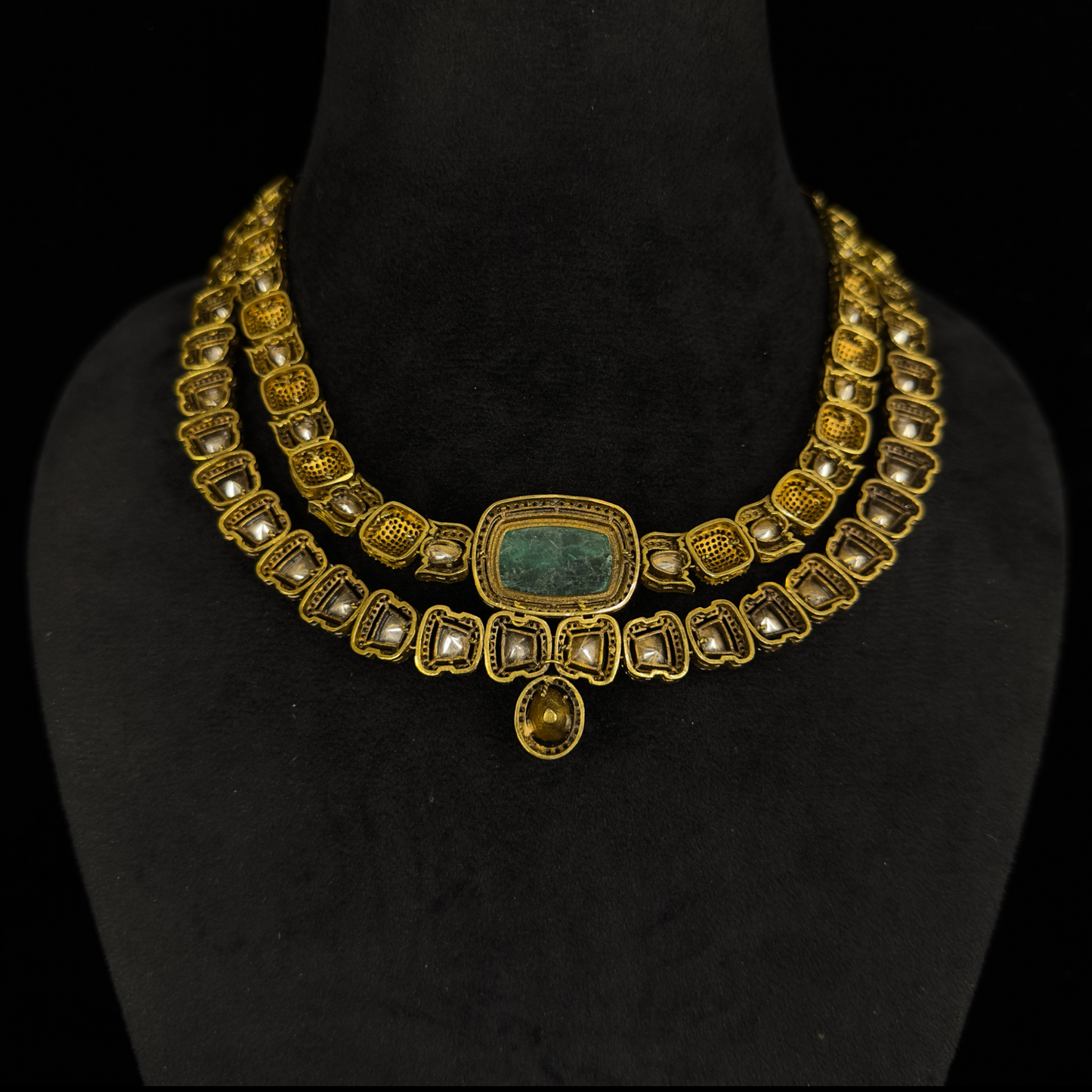 Premium Two-Step Victorian Necklace Set in Mint colour