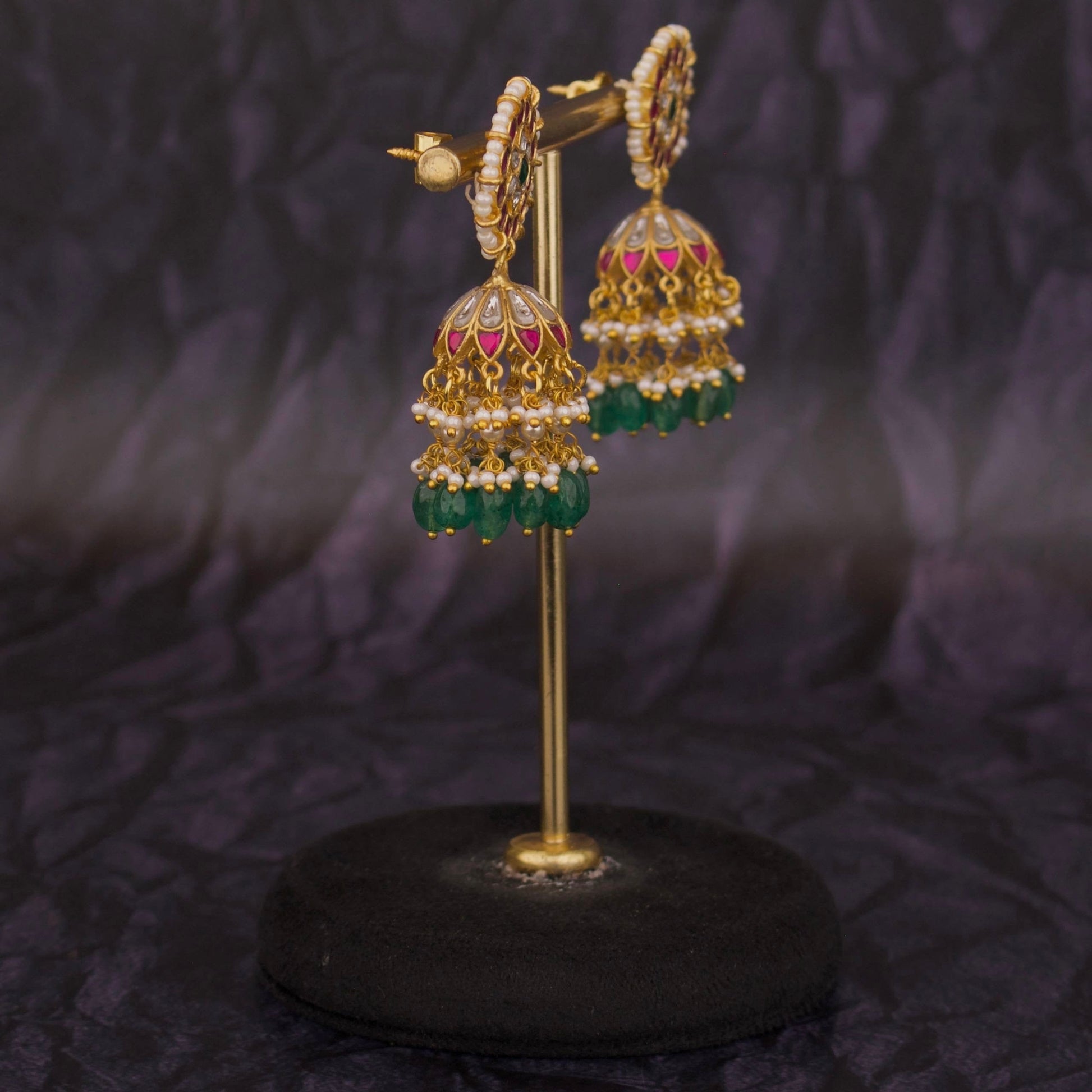 Traditional Royal Jadau Kundan Earrings – Luxury Wedding Jewelry - DULHAN JEWELS