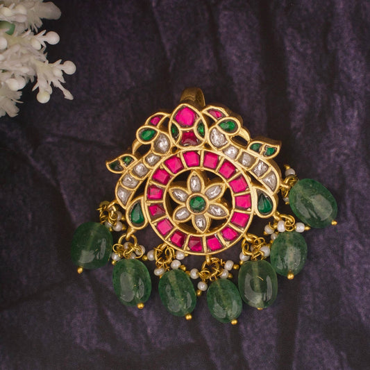 Peacock & Floral Design Jadau Kundan Small Locket
