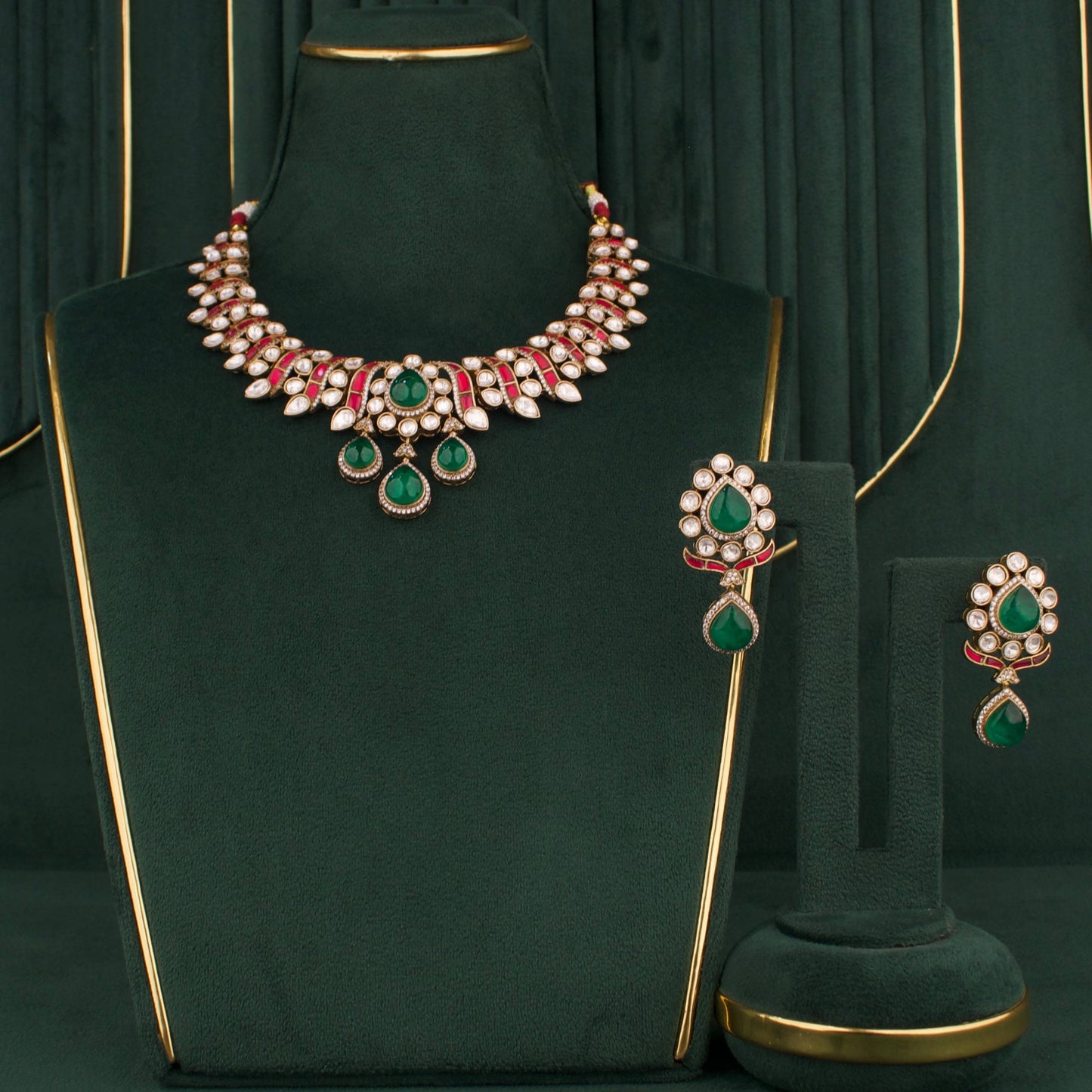 Trending Victorian Polki Fusion Kundan Necklace Set