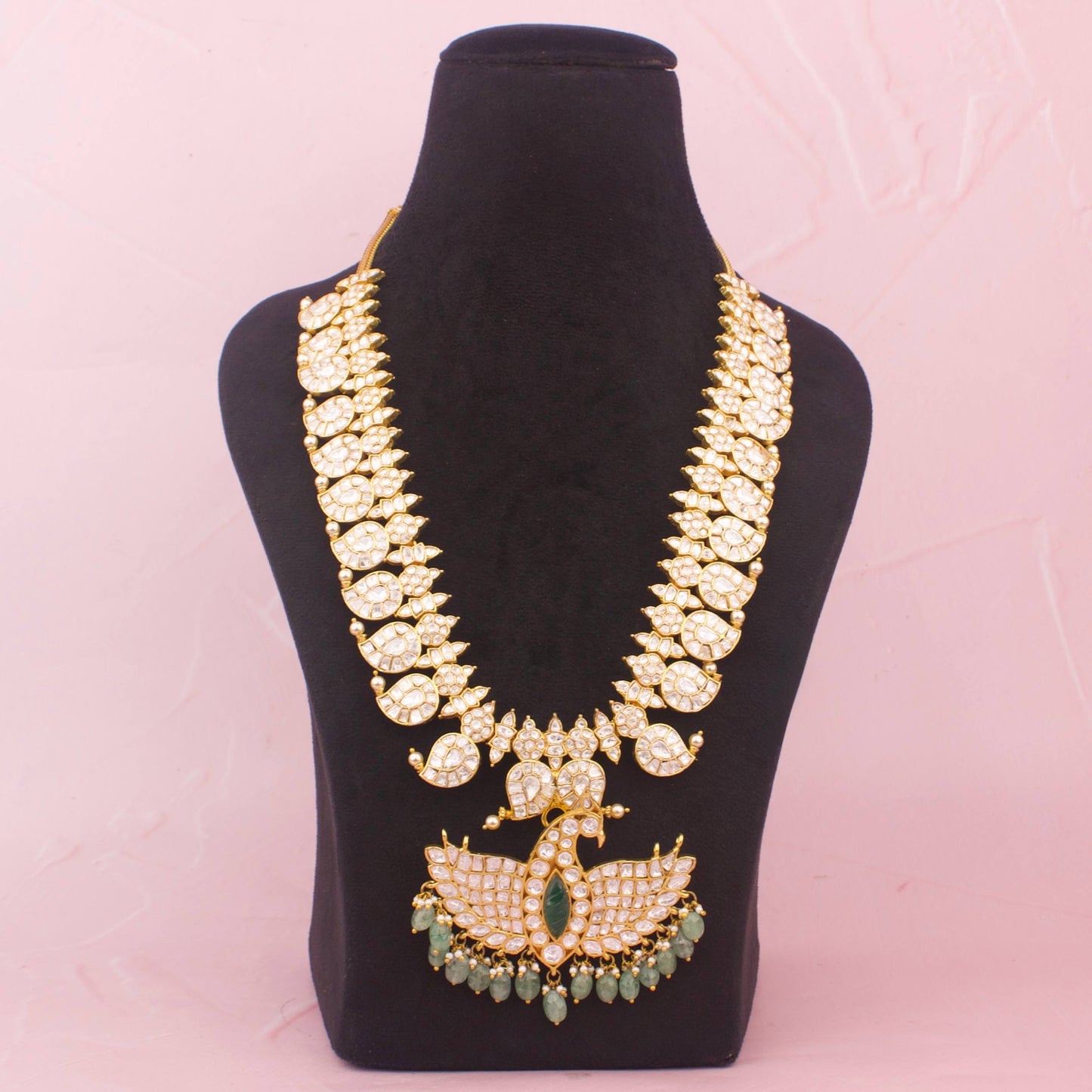 Traditional Gold Inspired Moissanite Polki Traditional Mango Haram - Premium Indian Ethnic Jewelry | Dulhan Jewels