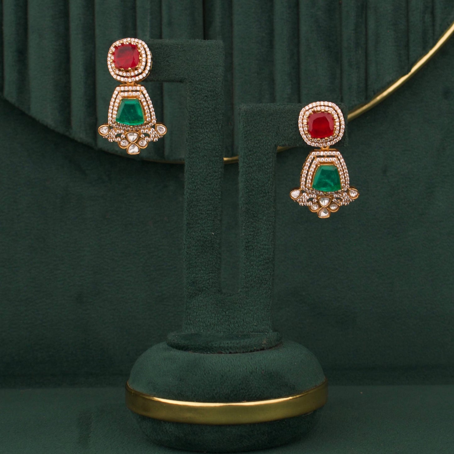 Designer Victorian Double Layer Necklace Set With Earrings