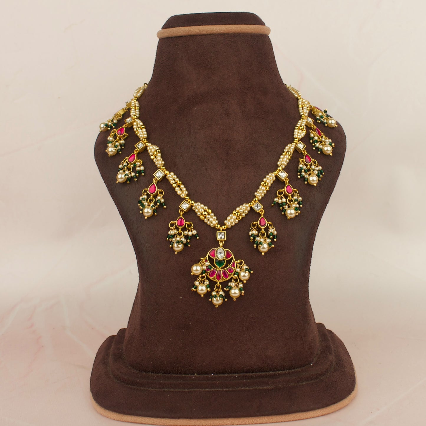 Radiant Grace Jadau Kundan Pearl Necklace