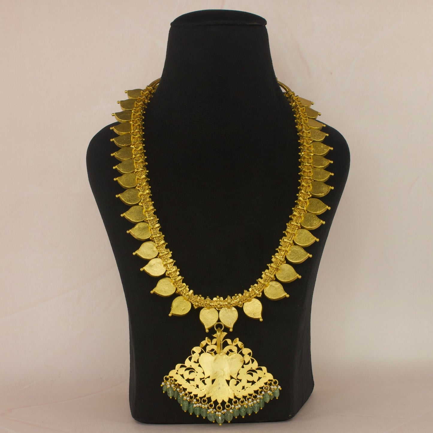 Bridal Jadau Kundan Long Mango Necklace with Gold Plating