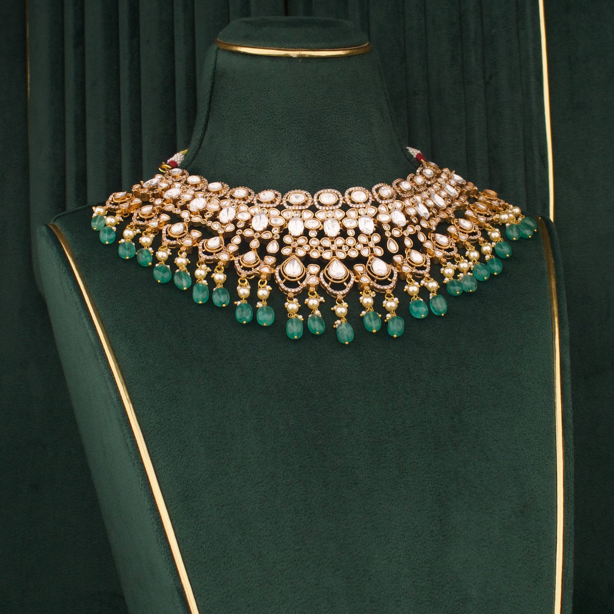 Radiant Bridal Victorian Choker With Earrings And Maang Tikka